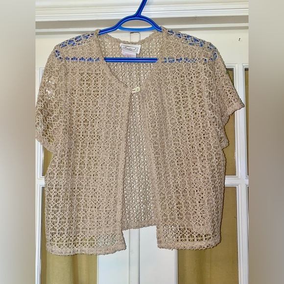 Elegant Cream and Brown Dress and short blouse set - Picture 6 of 11